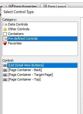 List Detail-View Buttons control